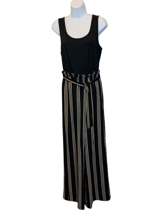 As U Wish Pants - As U Wish Black Stiped Sleeveless Dress Suit Jumpsuit Pants One Piece Women's